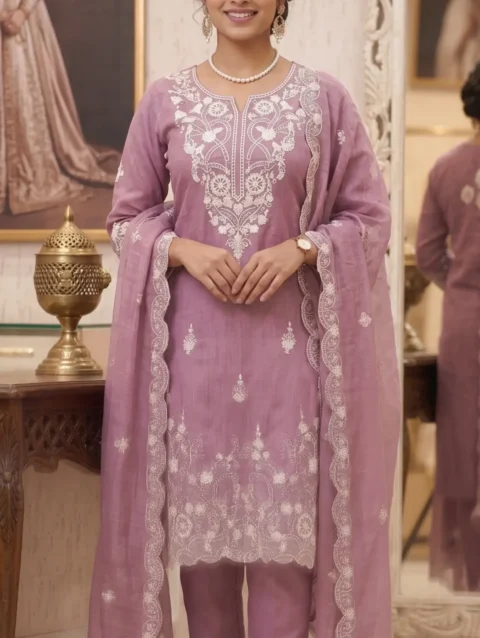 Floral Embroidered Kurta Pant Set