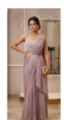 Pearl Embellished Pre-Draped Saree Set