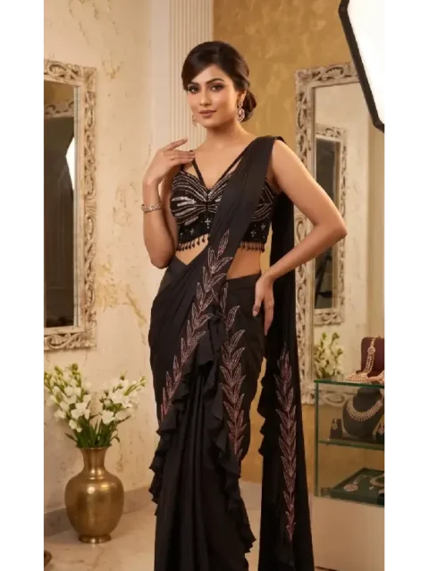 Designer Drape Saree Set